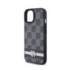 DKNY Leather Checkered Mono Pattern & Printed Stripes - Etui iPhone 15 / 14 / 13 (czarny)