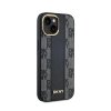 DKNY Leather Checkered Mono Pattern MagSafe - Etui iPhone 15 Plus / 14 Plus (czarny)