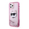 Karl Lagerfeld Liquid Glitter NFT Choupette Head - Etui iPhone 12 / iPhone 12 Pro (różowy)