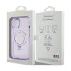 Guess Ring Stand Script Glitter MagSafe - Etui iPhone 15 Plus (fioletowy)