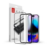 Crong Anti-Bacterial 3D Armour Glass - Szkło hartowane 9H Full Glue do iPhone 16 Pro + ramka instalacyjna 