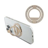 Guess MagSafe Ring Stand Rhinestone - Magnetyczny uchwyt na palec do telefonu z funkcją standu (Złoty) 