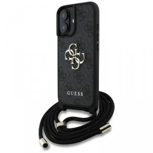 Guess 4G Big Logo Cord Strap Crossbody - Etui do iPhone 16 (czarny)