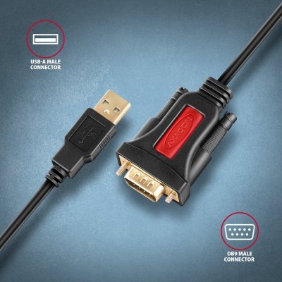 AXAGON ADS-1PSN Adapter USB 2.0 &gt; RS-232 Port szeregowy, 1.5m kabel, chip Prolific