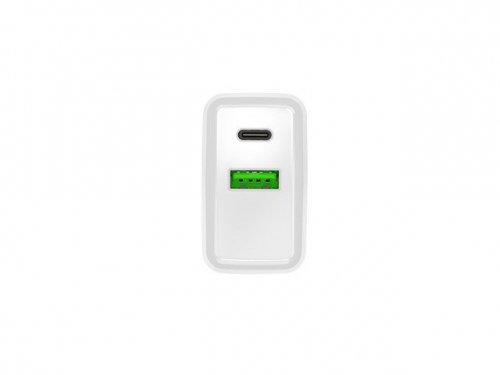 Natec Ładowarka sieciowa Ribera 1x USB-A + 1x USB-C 20W Biała