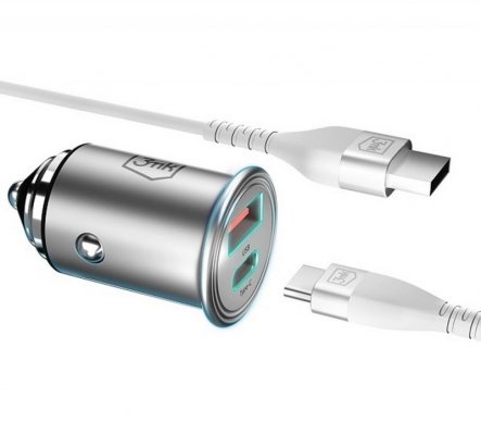 3MK Ładowarka samochodowa 30W 1xUSB-C+USB-A PD