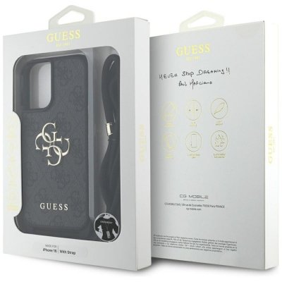 Guess 4G Big Logo Cord Strap Crossbody - Etui do iPhone 16 (czarny)
