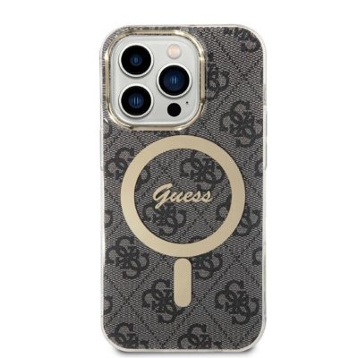 Guess Bundle Pack MagSafe 4G - Zestaw etui + ładowarka MagSafe iPhone 14 Pro Max (czarny/złoty)