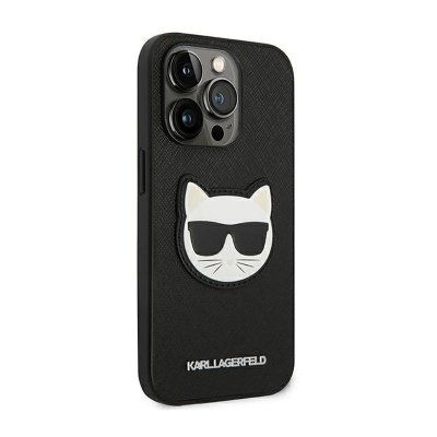 Karl Lagerfeld Saffiano Choupette Head Patch Case - Etui iPhone 14 Pro (czarny)