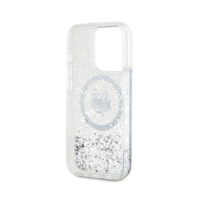 Karl Lagerfeld Liquid Glitter Choupette Head MagSafe - Etui iPhone 13 Pro (przezroczysty)