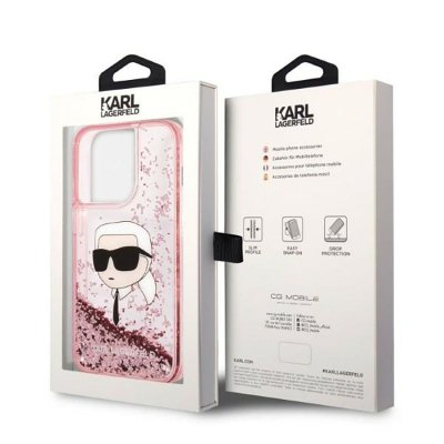Karl Lagerfeld Liquid Glitter NFT Karl&#039;s Head - Etui iPhone 14 Pro (różowy)