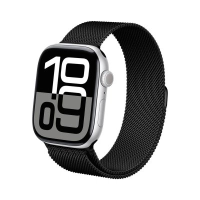Crong Milano Steel - Pasek ze stali nierdzewnej do Apple Watch 44/45/46/49 mm (czarny)