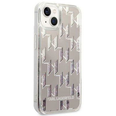 Karl Lagerfeld Monogram Liquid Glitter - Etui iPhone 14 Plus (srebrny)