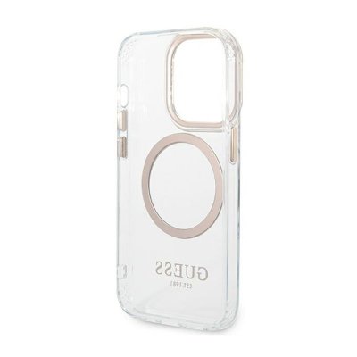 Guess Metal Outline Magsafe - Etui iPhone 14 Pro Max (przezroczysty / złoty)