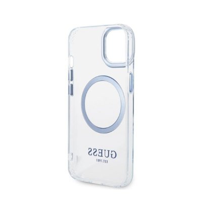 Guess Metal Outline Magsafe - Etui iPhone 14 Plus (przezroczysty / niebieski)