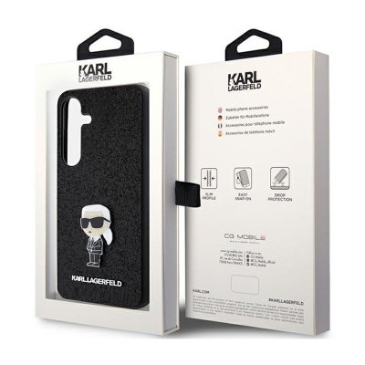 Karl Lagerfeld Fixed Glitter Ikonik Logo Metal Pin - Etui Samsung Galaxy S24 (czarny)