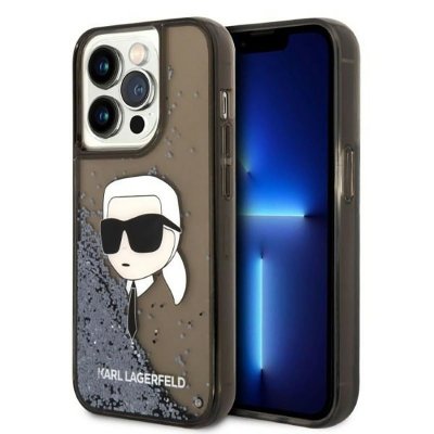 Karl Lagerfeld Liquid Glitter NFT Karl&#039;s Head - Etui iPhone 14 Pro (czarny)