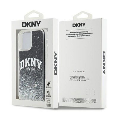 DKNY Liquid Glitter Big Logo - Etui iPhone 12 / iPhone 12 Pro (czarny)