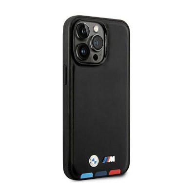 BMW Leather Hot Stamp Tricolor MagSafe – Etui iPhone 14 Pro Max (Czarny)