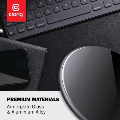 Crong PowerSpot Fast Wireless Charger – Aluminiowa ładowarka bezprzewodowa Qi 15W USB-C z powłoką ze szkła hartowanego (Shadow B