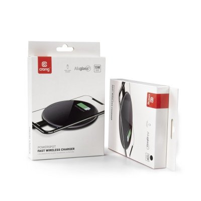 Crong PowerSpot Fast Wireless Charger – Aluminiowa ładowarka bezprzewodowa Qi 15W USB-C z powłoką ze szkła hartowanego (Shadow B