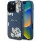 Guess Grained Printed Flower Pattern MagSafe - Etui do iPhone 16 Pro (niebieski) 