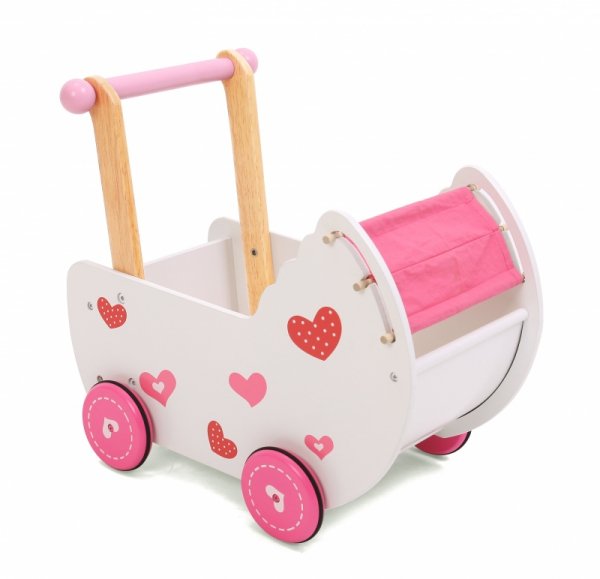 Wózek dla lalek drewniany z pościelą Ecotoys
