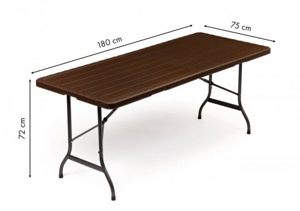 Stół cateringowy bankietowy ogrodowy składany 180  brązowy