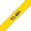 Taśma Brother TC-691. czarny druk/żółty podkład. laminowane. 7.7m. 9mm TC691