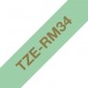 Taśma Brother TZE-RM34, złoty druk/zielony podkład, tekstylny, 4m, 12mm