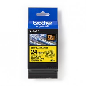 Brother oryginalny taśma do drukarek etykiet, Brother, TZE-SL651, czarny druk/żółty podkład, laminowane, 8m, 24mm