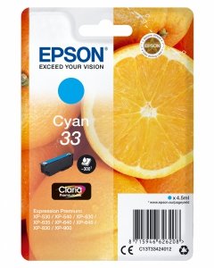Tusz EPSON C13T33424012, T33, cyan, 4,5ml, Epson Expression Home a Premium XP-530,630,635,830