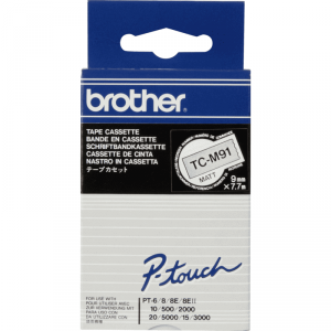 Brother oryginalny taśma do drukarek etykiet, Brother, TC-M91, czarny druk/przezroczysty podkład, laminowane, 7,7m, 9mm TCM91