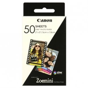 Canon ZINK Photo Paper, foto papier, bez marginesu typ połysk, Zero Ink typ biały, 5x7,6cm, 2x3, 50 szt., 3215C002, termo