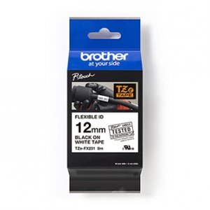 Brother oryginalny taśma do drukarek etykiet, Brother, TZE-FX231, czarny druk/biały podkład, laminowane, 8m, 12mm, flexibilnĂ­