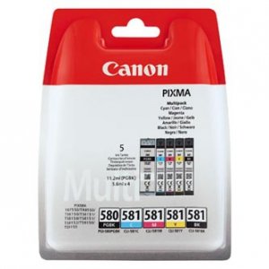 Canon oryginalny tusz / tusz PGI-580PGBK/CLI-581CMYBK Multi pack, CMYK+PGBK, 1*11.2 + 4*5.6ml, 2078C005, Canon 5-pack PIXMA TR7550,