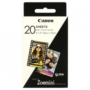 Canon ZINK Photo Paper, foto papier, bez marginesu typ połysk, Zero Ink typ biały, 5x7,6cm, 2x3, 20 szt., 3214C002, termo