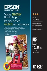 Epson Value Glossy Photo Paper, foto papier, połysk, biały, 10x15cm, 183 g/m2, 50 szt., C13S400038, atrament