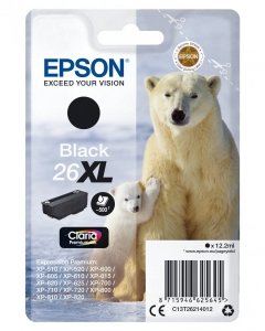 Epson oryginalny tusz C13T26214022, T262140, 26XL, black, 12,2ml, Epson Expression Premium XP-800, XP-700, XP-600 C13T26214022