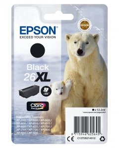 EOL - wycofany z oferty - Tusz EPSON  C13T26214022, T262140, 26XL, black, 12,2ml, Epson Expression Premium XP-800, XP-700, XP-600 C13T26214022