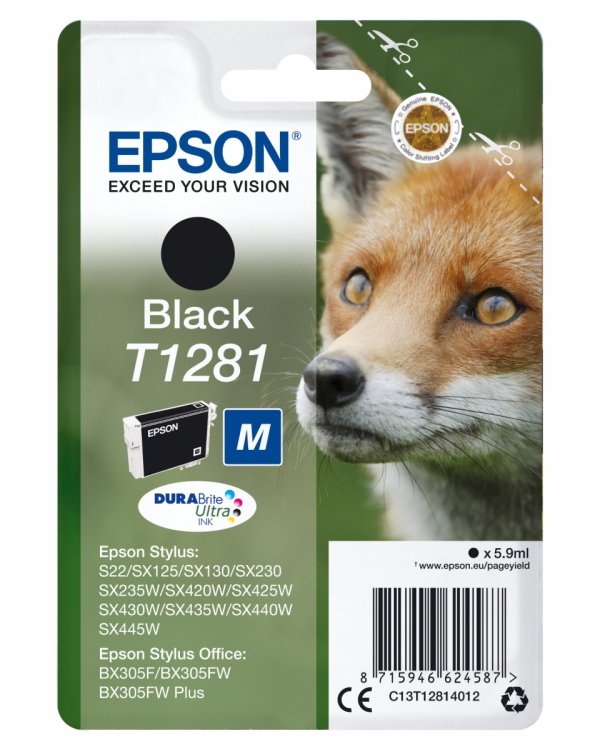 Tusz EPSON C13T12814012, T1281, black, 5,9ml, Epson Stylus S22, SX125, 420W, 425W, Stylus Office BX305