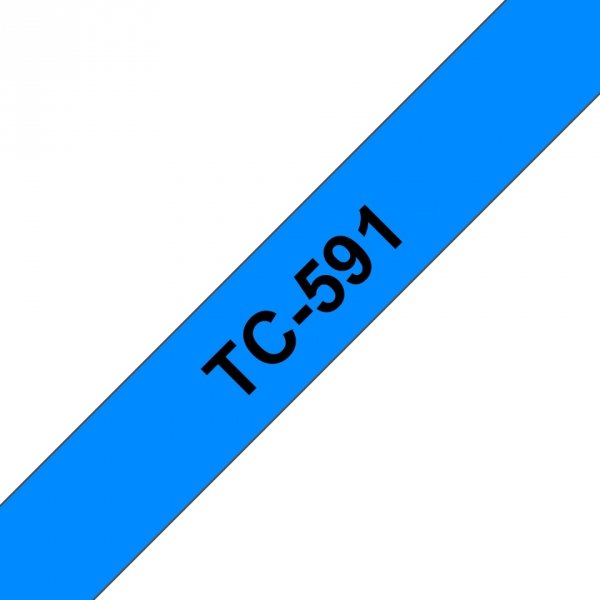 Taśma Brother TC-591. czarny druk/niebieski podkład. laminowane. 7.7m. 9mm TC591