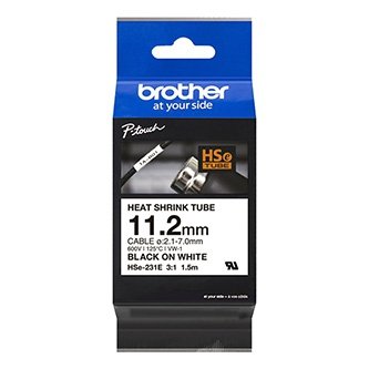 Taśma Brother HSE-231E, czarny druk/biały podkład, 1.5m, 11.2mm
