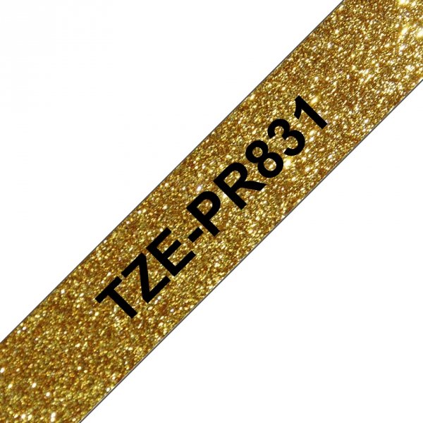 Taśma Brother TZE-PR831, czarny druk/złoty podkład, laminowane, 8m, 12mm TZEPR831