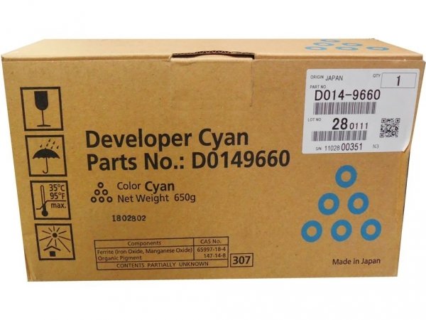 Developer Ricoh D0149660, cyan, 450000s, Ricoh Aficio MP C6000, C7500, Pro C550EX, Pro C700EX