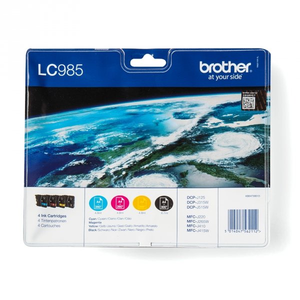 Tusz Brother LC-985VALBP. CMYK. 300s. Brother DCP-J125. J315W. J515W LC985VALBP