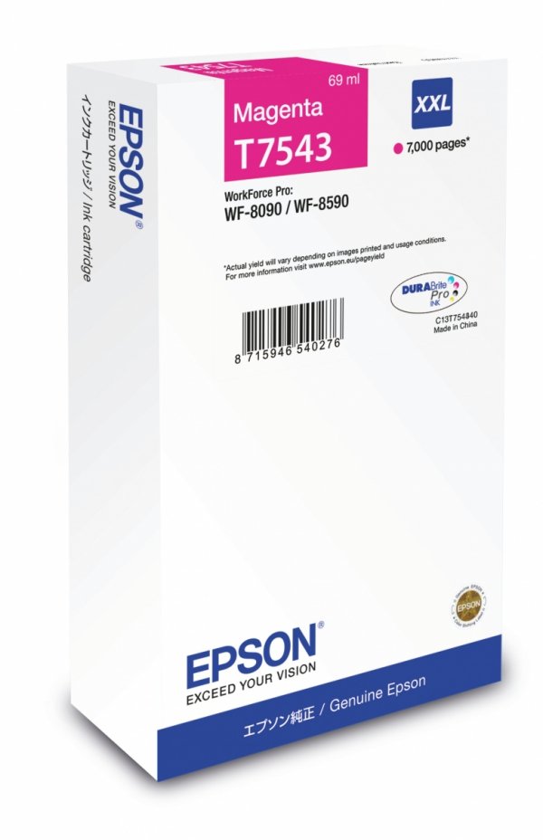 Tusz EPSON C13T754340. T7543. XXL. magenta. 69ml. Epson WorkForce Pro WF-8090DW. WF-8590DWF C13T754340