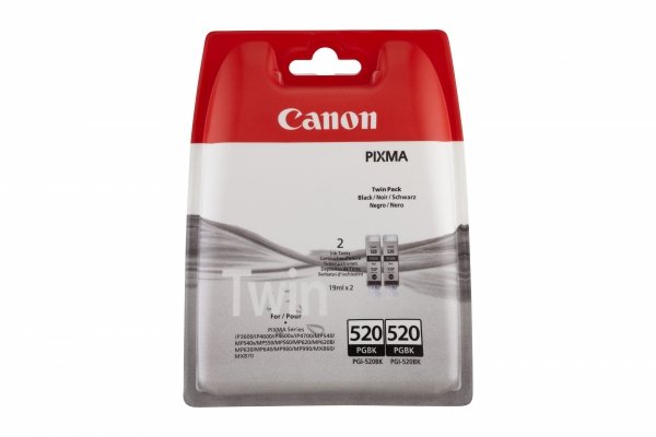 EOL - wycofany z oferty - Tusz Canon PGI520BK. black. 2x420s. 2x19ml. 2932B012. 2932B009. blistr. 2szt. Canon Pixma iP3600. iP4600 2932B012