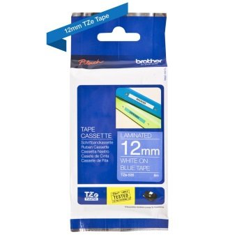 Taśma Brother TZE-233. niebieski druk/biały podkład. laminowane. 8m. 12mm TZE233