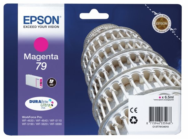 Tusz EPSON C13T79134010. 79. L. magenta. 800s. 7ml. 1szt. Epson WorkForce Pro WF-5620DWF. WF-5110DW. WF-5690DWF C13T79134010